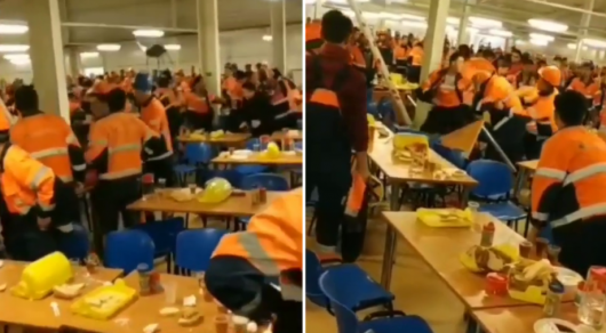 Видео с массовой потасовкой рабочих распространяют в соцсетях