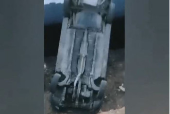 Фотография к новости: Автомобиль вылетел в котлован на трассе на пути в Кокшетау