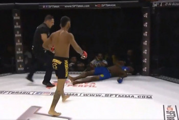 Фотография к новости: Сеть взорвал мощнейший нокаут ногой в голову на турнире ММА в Бразилии