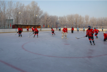 Хоккейную площадку открыли в селе Арнасай Акмолинской области