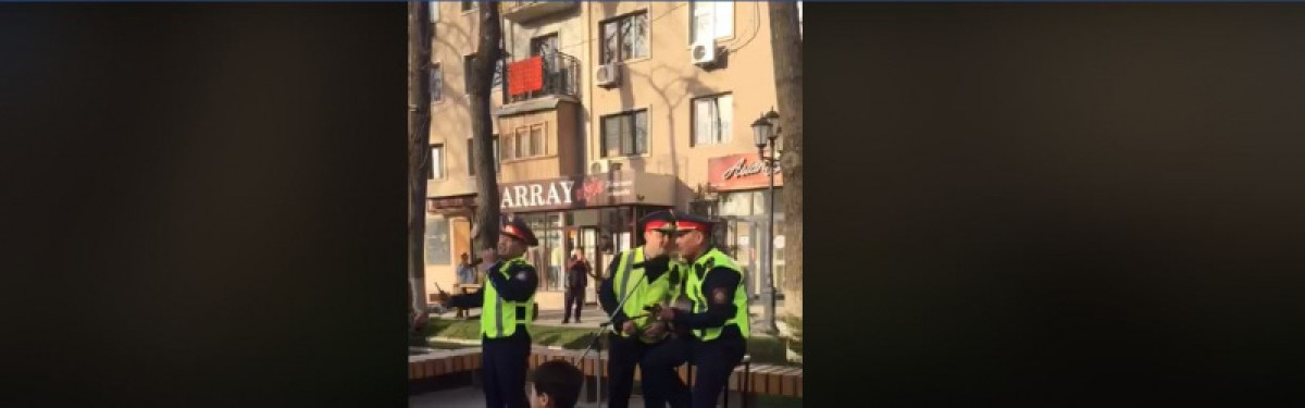 Поющее трио полицейских попало на видео в Шымкенте