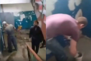 Фотография к новости: Ремонт закрытого на карантин подъезда устроили его жильцы в Экибастузе