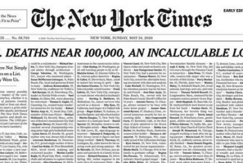 Фотография к новости: New York Times посвятила всю первую полосу газеты погибшим от COVID-19 в США