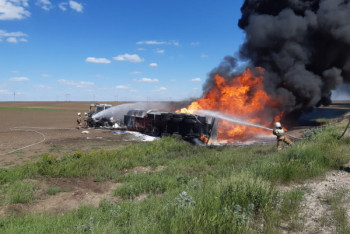 Бензовоз сгорел в Акмолинской области