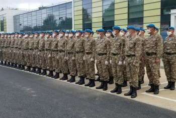 Фотография к новости: Казахстанские военнослужащие прибыли для участия в параде в Москве