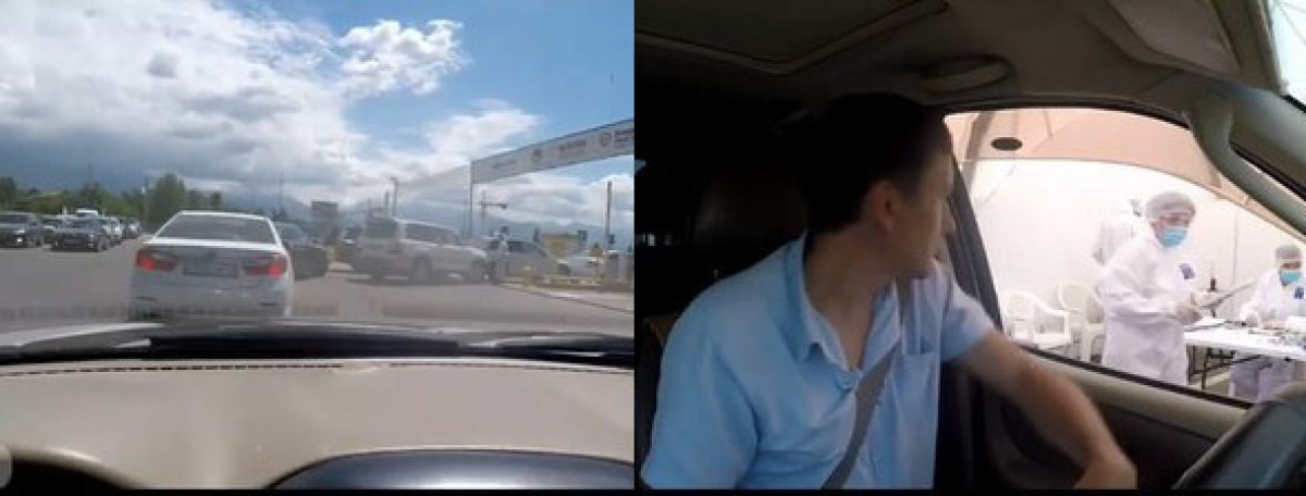 Алматинец снял на видео, как из машины сдает тест на КВИ
