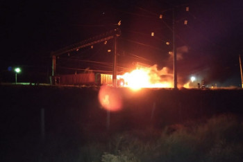 Фотография к новости: Пожар произошел из-за разлива ГСМ на ж/д станции Шокпар