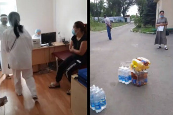 Фотография к новости: Народный контроль не пустили в больницу Узунагаша и не дали передать врачам напитки