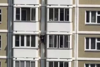 Фотография к новости: Мужчина спустился по фасаду многоэтажки в Москве