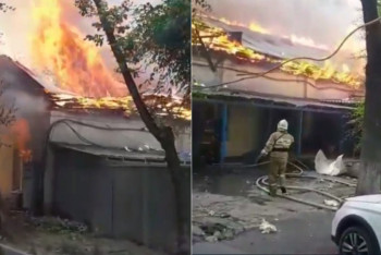 Фотография к новости: Крупный пожар тушат на территории городского кардиоцентра в Алматы