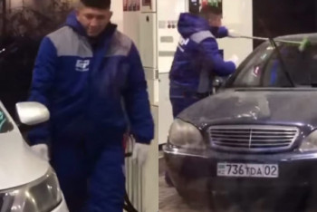 Фотография к новости: Куата Хамитова сняли за работой на АЗС