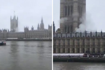 Фотография к новости: Столб черного дыма поднялся над зданием Вестминстерского дворца в Лондоне