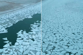 Фотография к новости: Редкие кадры Каспия во льду снял житель Мангистау