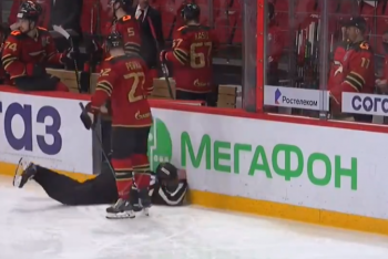 Фотография к новости: Судья рухнул как подкошенный во время матча КХЛ