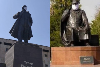 Фотография к новости: Маски на памятники надели в Шымкенте - скандал в Сети