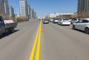 Фотография к новости: Желтую дорожную разметку впервые нанесли в Нур-Султане