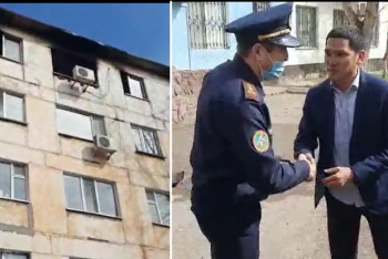 Фотография к новости: Мужчина поймал прыгнувшего из горящей квартиры ребенка в Нур-Султане