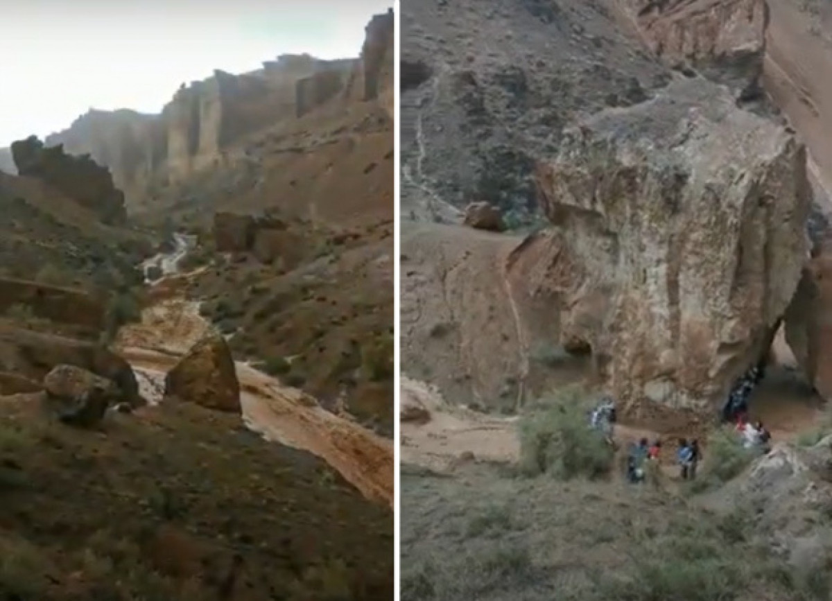 Появилось видео очевидцев, снятое во время смертельного селя в Чарынском каньоне