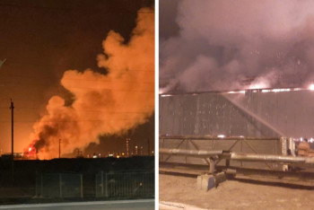 Фотография к новости: На газоперерабатывающем заводе в Жанаозене произошел крупный пожар