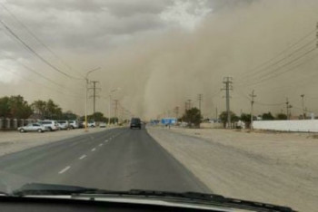 Фотография к новости: Пыльная буря и ливень обрушились на Жанаозен