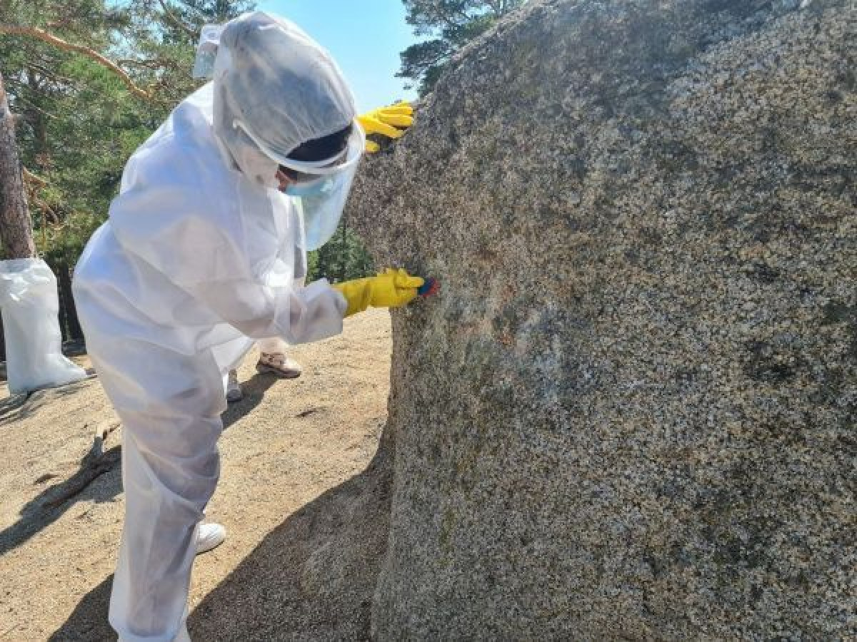 Экоактивисты очистили гору Болектау от надписей и рисунков