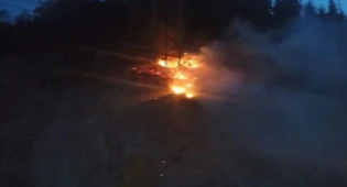 Туристы при запуске салюта подожгли склон горы в Алматы
