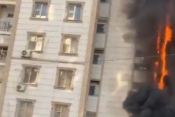 Фотография к новости: Сильный пожар в многоэтажке произошел в Шымкенте. Видео