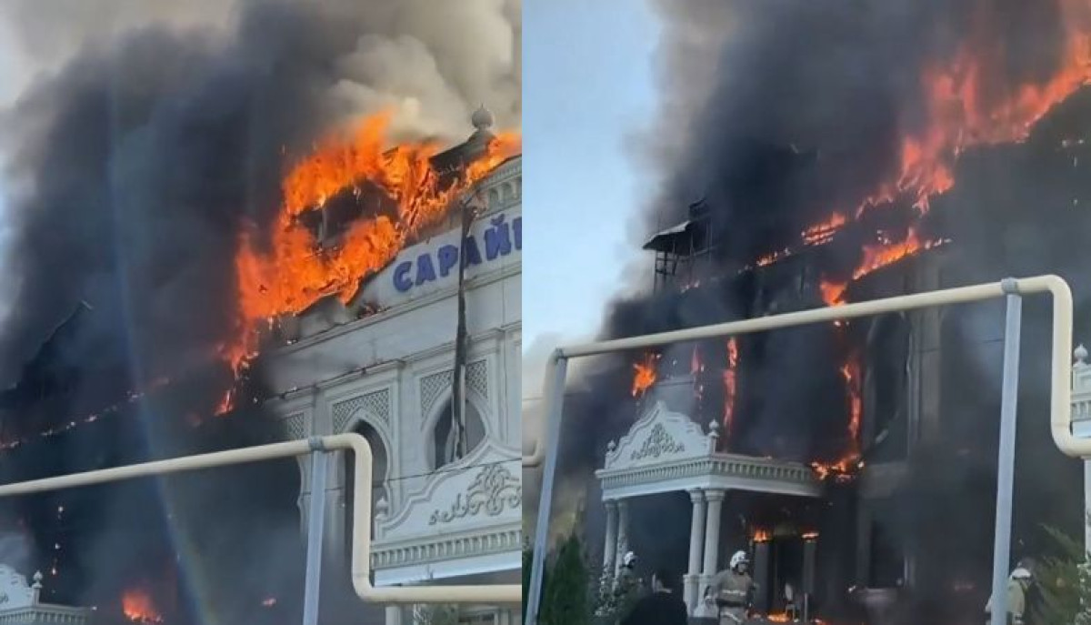 Ресторан "Муз Тау" горит в Алматы