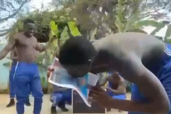 Фотография к новости: "Агитация, которую мы заслужили". Полуголые мужчины целовали фото акима Усть-Каменогорска