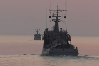 Фотография к новости: Казахстанские военные моряки вышли в сбор-поход по Каспийскому морю