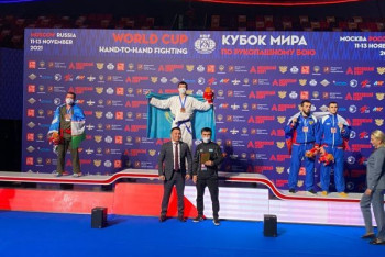 Фотография к новости: Курсант военного института Нацгвардии РК стал чемпионом Кубка мира по рукопашному бою