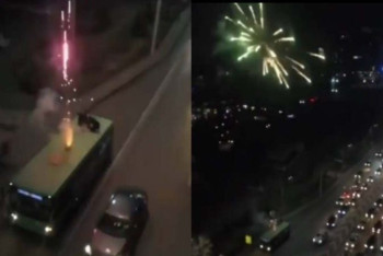 Устроивших фейерверк на крыше автобуса задержали в Алматы