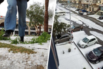 Фотография к новости: В Хургаде выпал снег и град. Туристы в панике бежали с пляжей