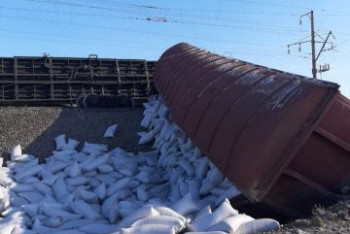 Фотография к новости: 12 вагонов с пшеницей перевернулись на участке Мойынты – Сары-Шаган