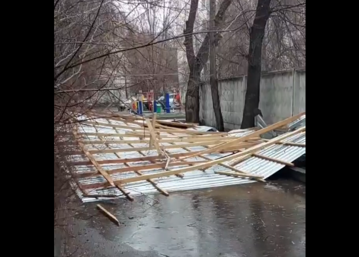 Сильный ветер в Алматы: последствия непогоды попали на видео