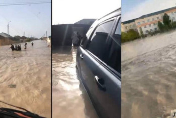 Фотография к новости: Дома и улицы затопило после дождей в Мангистау