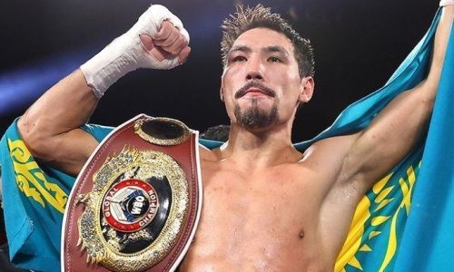 Фотография к новости: Жанибек Алимханулы нокаутом выиграл титул чемпиона мира