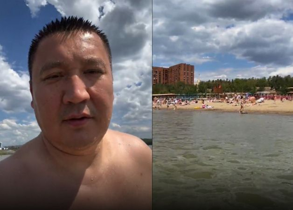 Аким Павлодара провёл прямой эфир, купаясь в Иртыше