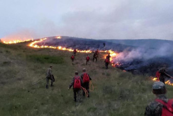Фотография к новости: Природный пожар продолжают тушить в Карагандинской области