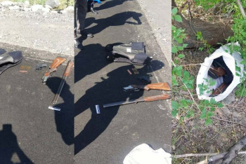 Фотография к новости: Бронежилет, пистолет и ружье: очередной схрон оружия обнаружили в области Жетысу