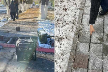 Фотография к новости: Укладку брусчатки под снегом прокомментировали в акимате Костаная