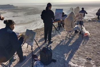 Фотография к новости: Симпозиум художников провели на Бозжыре, чтобы их картинами привлечь туристов