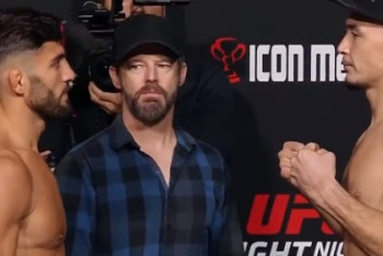 Фотография к новости: Дамир Исмагулов провёл дуэль взглядов с топовым бойцом UFC