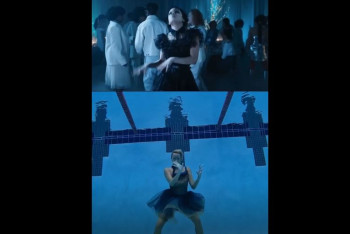 Фотография к новости: Чемпионка по синхронному плаванию повторила танец Уэнсдей под водой