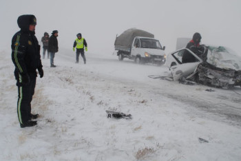 Фотография к новости: Пять авто столкнулись на трассе Аркалык-Торгай
