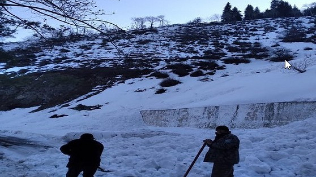 Снежная лавина сошла на дорогу в Алматинской области