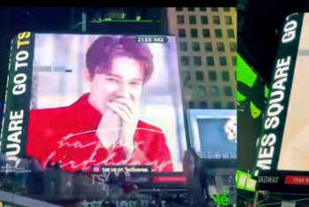 Фотография к новости: На Times Square в Нью-Йорке появилось видеопоздравление для Димаша Кудайбергена