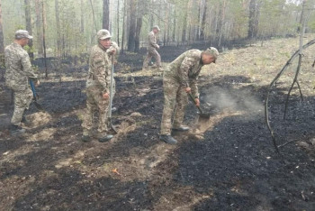 Фотография к новости: Пожар в области Абай помогают тушить более 300 военных, ещё 500 — готовы к отправке