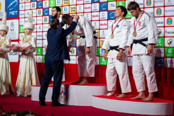 Фотография к новости: Семь медалей завоевали казахстанские дзюдоисты на турнире "Большого шлема" в Астане