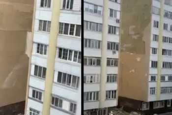 Фотография к новости: Фасад многоэтажки обрушился из-за ветра в Алматы